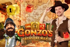 Gonzo's Treasure Map online game logo by Evolution on shelbyspincasino.net